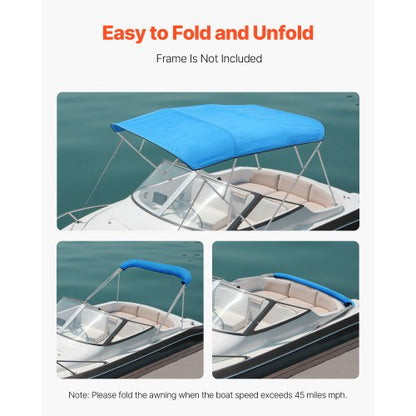 4 Bow Boat Bimini Tops 96"Lx(97"-103")W Markisbyte Pacific Blue |  EU