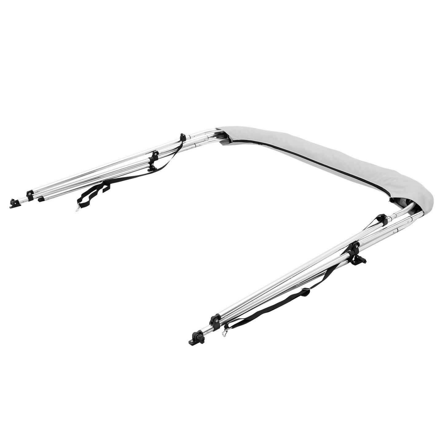 4 Bow Bimini Top Boat Cover, Removable Mesh Sidewalls, 600D Polyester Canopy with 1" Aluminum Alloy Frame, Includes Storage Boot, 2 Support Posts, 2 Straps, 8'L x 54" H x 91"-96" W, Light Gray