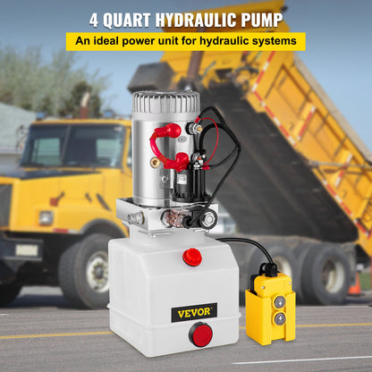 4 Quart Single Acting Hydraulic Pump Dump Trailer Lifting Remote Crane