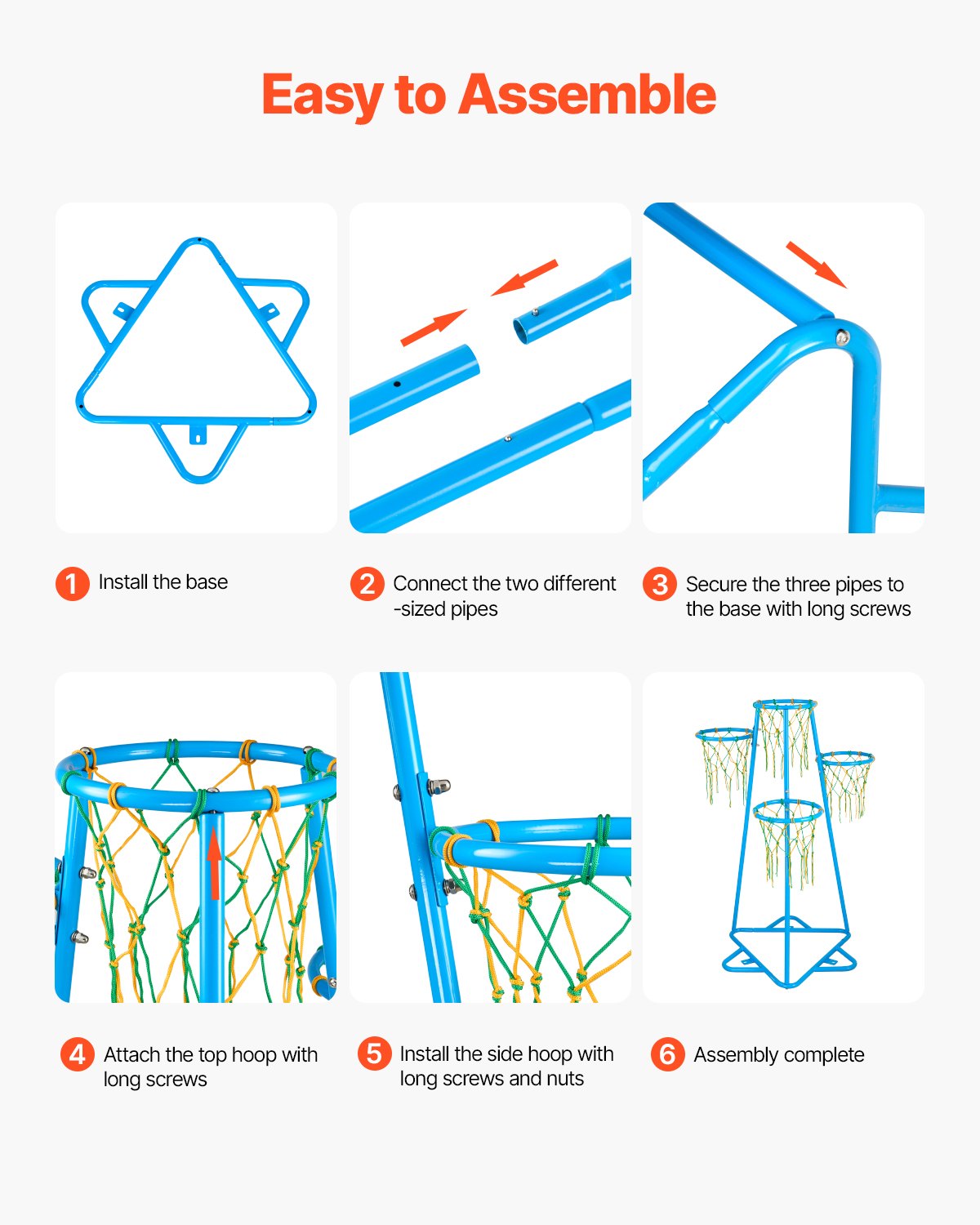 Kids Basket Hoop 4-Hoop Portable Basketball Stand Adjustable in Heights