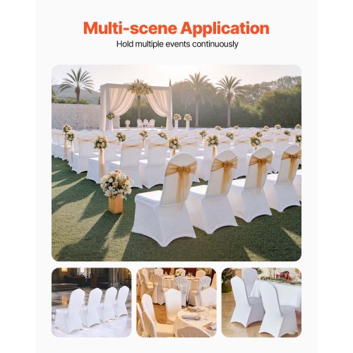 50 pcs Chair Covers Wedding Spandex White Chair Covers Stretch Fabric Removable Washable Protective Covers for Weddings Banquets Ceremony (Flat, 50 pcs) | EU