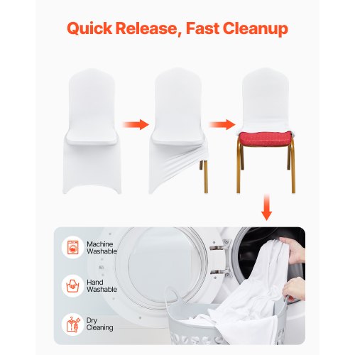 50 pcs Chair Covers Wedding Spandex White Chair Covers Stretch Fabric Removable Washable Protective Covers for Weddings Banquets Ceremony (Flat, 50 pcs) | EU