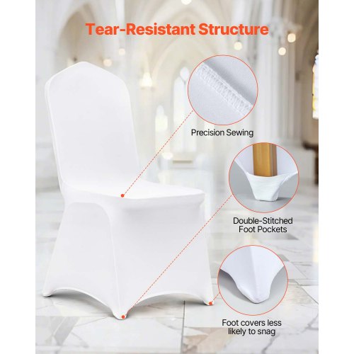 50 pcs Chair Covers Wedding Spandex White Chair Covers Stretch Fabric Removable Washable Protective Covers for Weddings Banquets Ceremony (Flat, 50 pcs) | EU