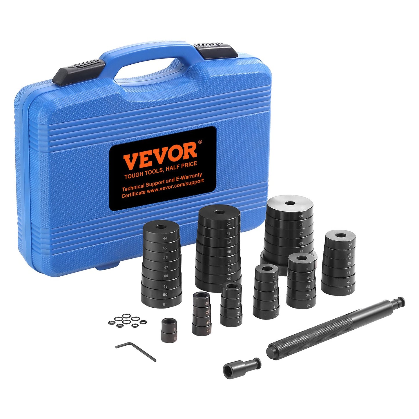 52PCS Custom Busing Bearing & Seal Driver Set, Transmission Hjul Axle Bearing Race, Seal Driver Installer Remover, 18-65 mm & 74 mm Metriska skivor Bussning Borttagning avdragare Lager Press Tool Kit