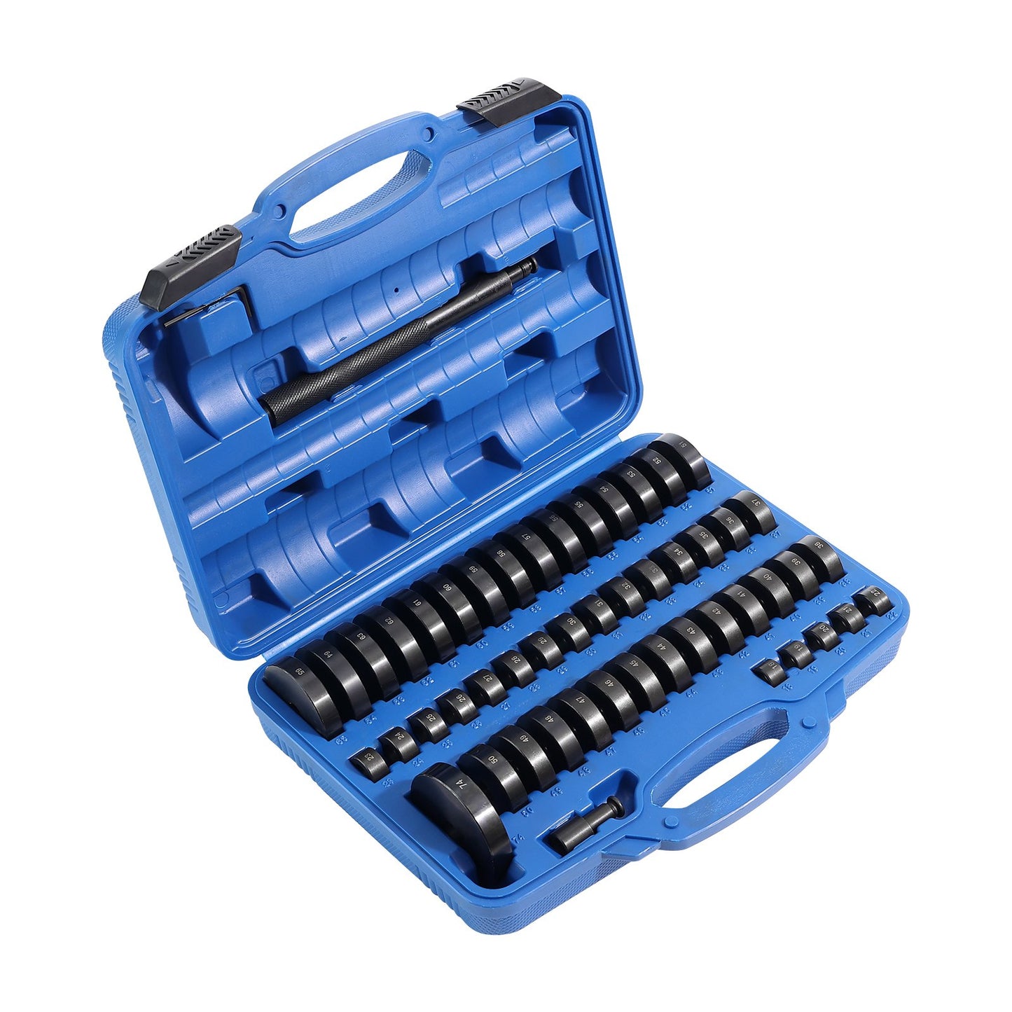 52PCS Custom Busing Bearing & Seal Driver Set, Transmission Hjul Axle Bearing Race, Seal Driver Installer Remover, 18-65 mm & 74 mm Metriska skivor Bussning Borttagning avdragare Lager Press Tool Kit