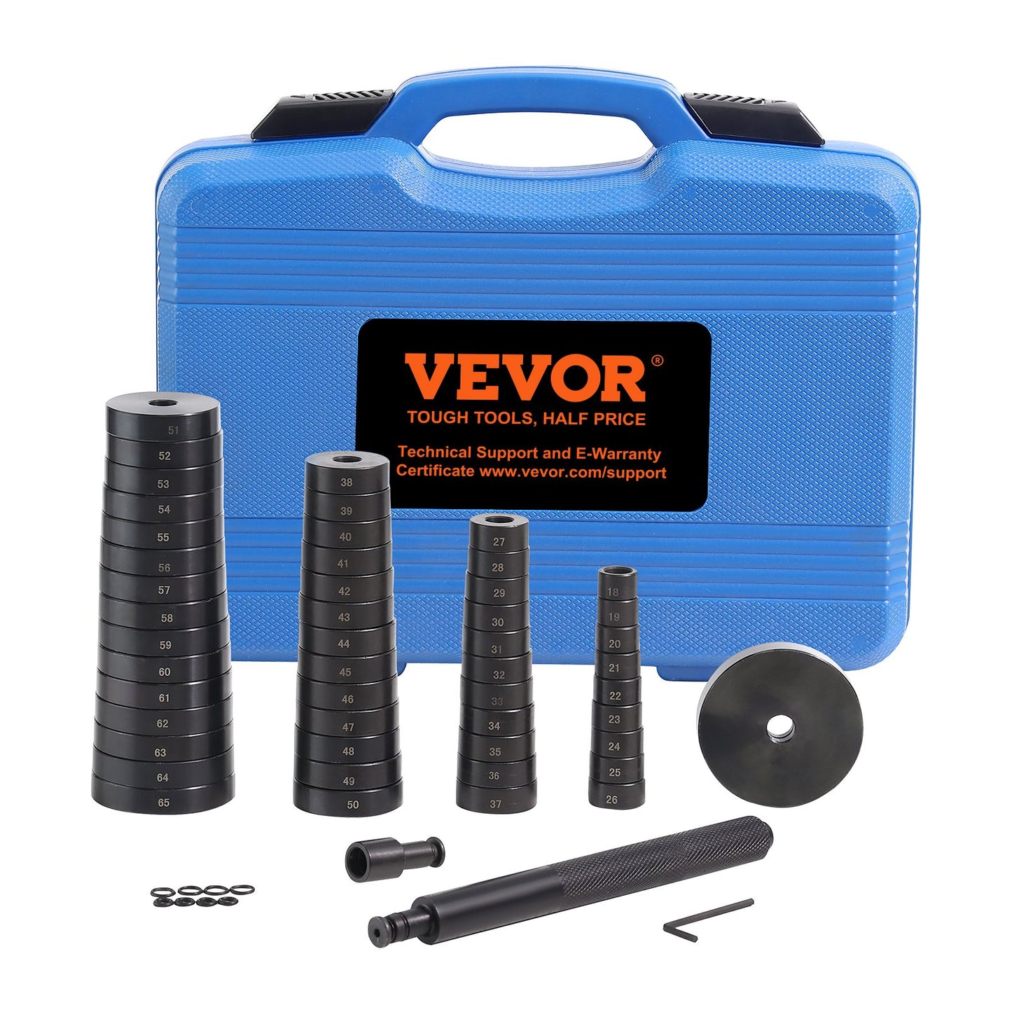 52PCS Custom Busing Bearing & Seal Driver Set, Transmission Hjul Axle Bearing Race, Seal Driver Installer Remover, 18-65 mm & 74 mm Metriska skivor Bussning Borttagning avdragare Lager Press Tool Kit