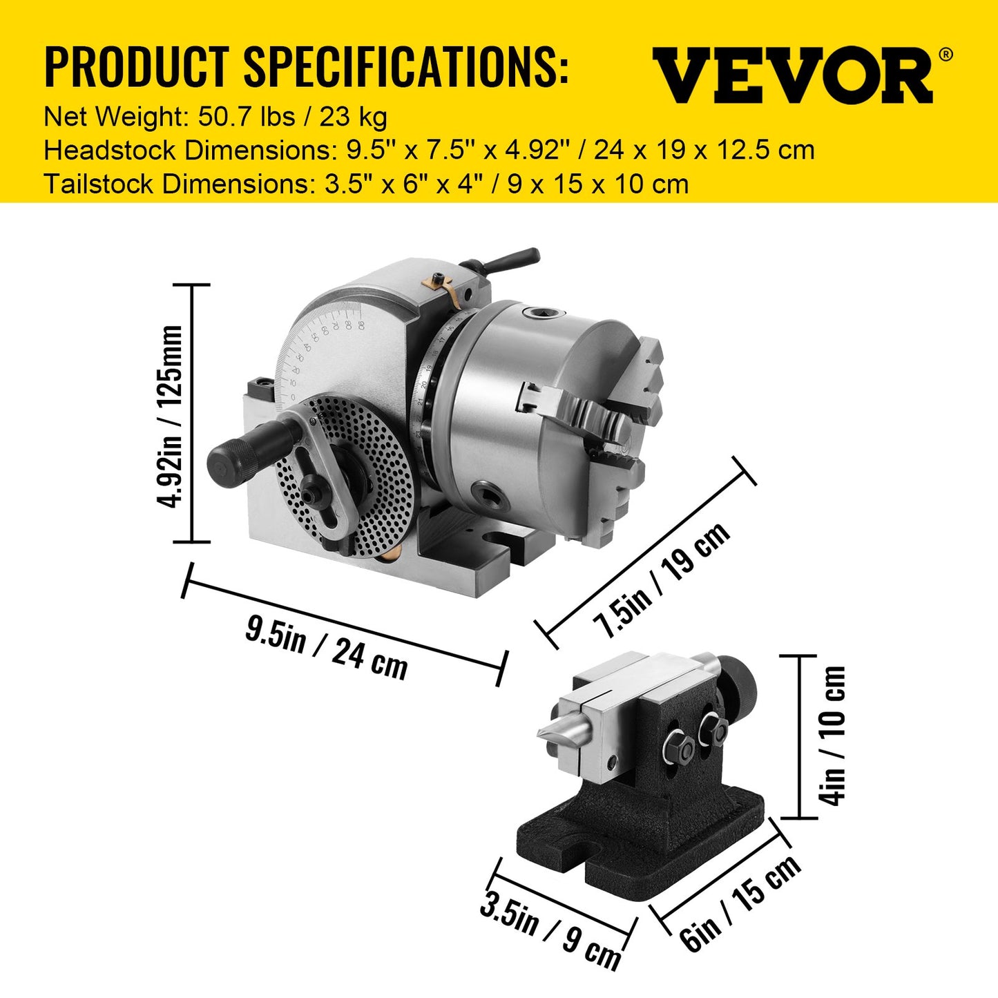 BS-0 Precision Dividing Head, Horizontal Dividing Head with 3-Jaw Chuck, MT2 End Mill BS-0 5" Semi-Universal Dividing Head for Milling Machine Gear Cutting