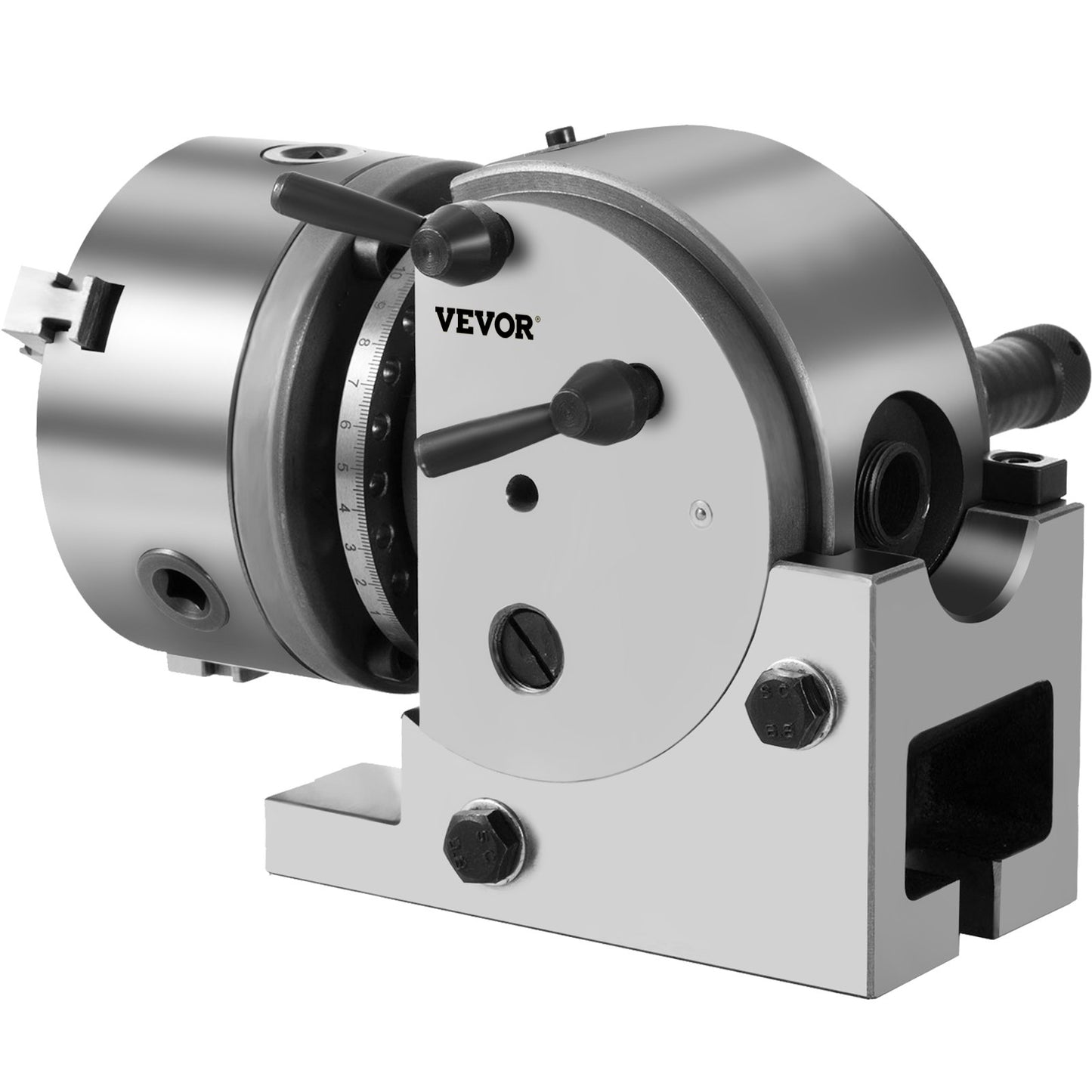 BS-0 Precision Dividing Head, Horizontal Dividing Head with 3-Jaw Chuck, MT2 End Mill BS-0 5" Semi-Universal Dividing Head for Milling Machine Gear Cutting