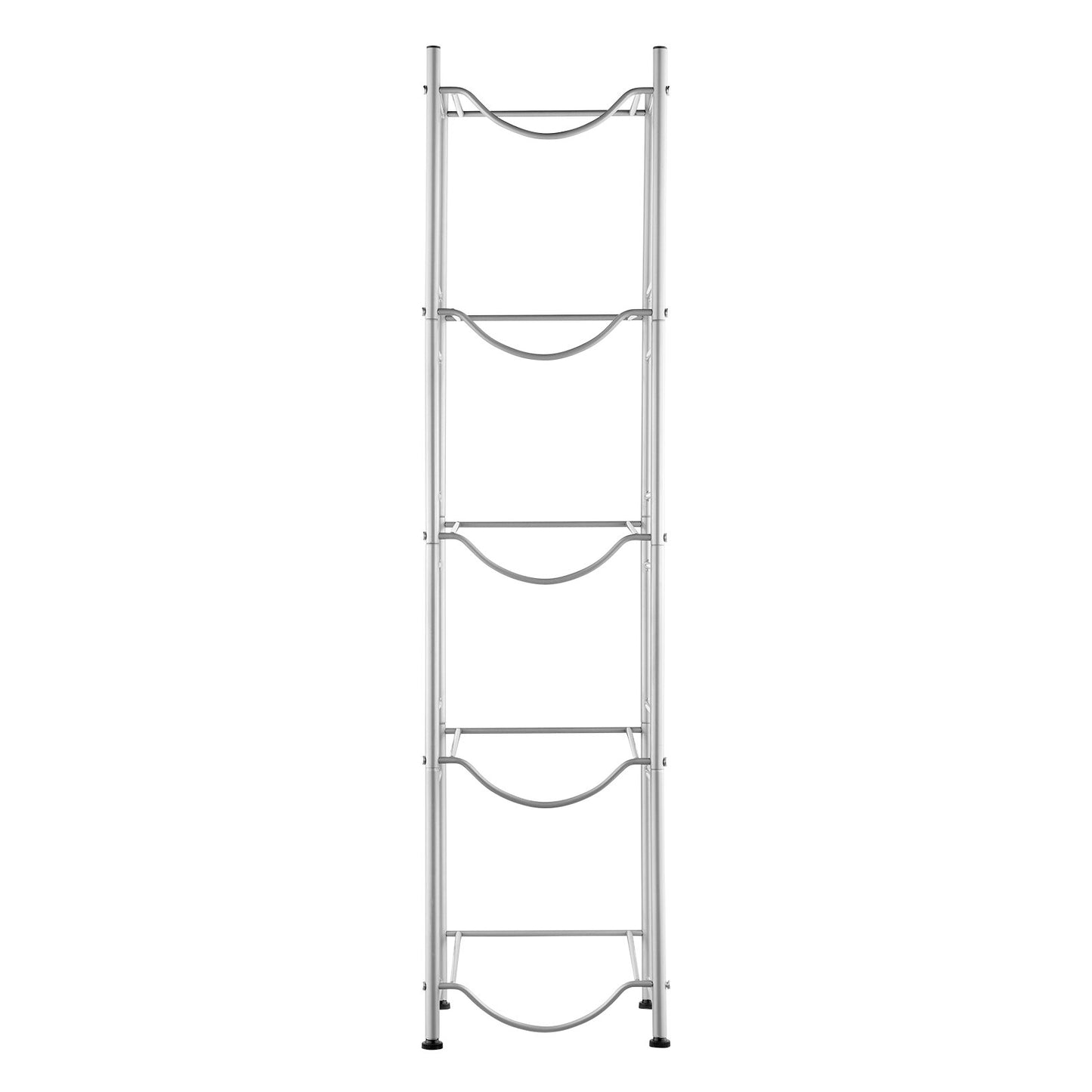 5-Tier Water Bottle Holder Single Row Water Bottle Rack for 5 Bottles Silver