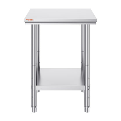 Arbetsbord 24 x 24 x 32 tum NSF-arbetsbord i rostfritt stål för kommersiellt kök Prep-arbetsbänk 60X60X80 cm med nedre hyllan Arbetsbord Silverfärgat för kommersiellt kök Restaurang