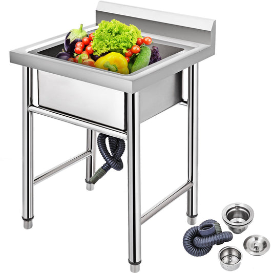 Handgjord diskbänk Icke-magnetisk diskbänk i rostfritt stål Handgjord 1 fack 17,5 x 10 x 16,5 tum Kapacitet Enormt badkar Handfat för Farmhouse Cafe Shop Hospital