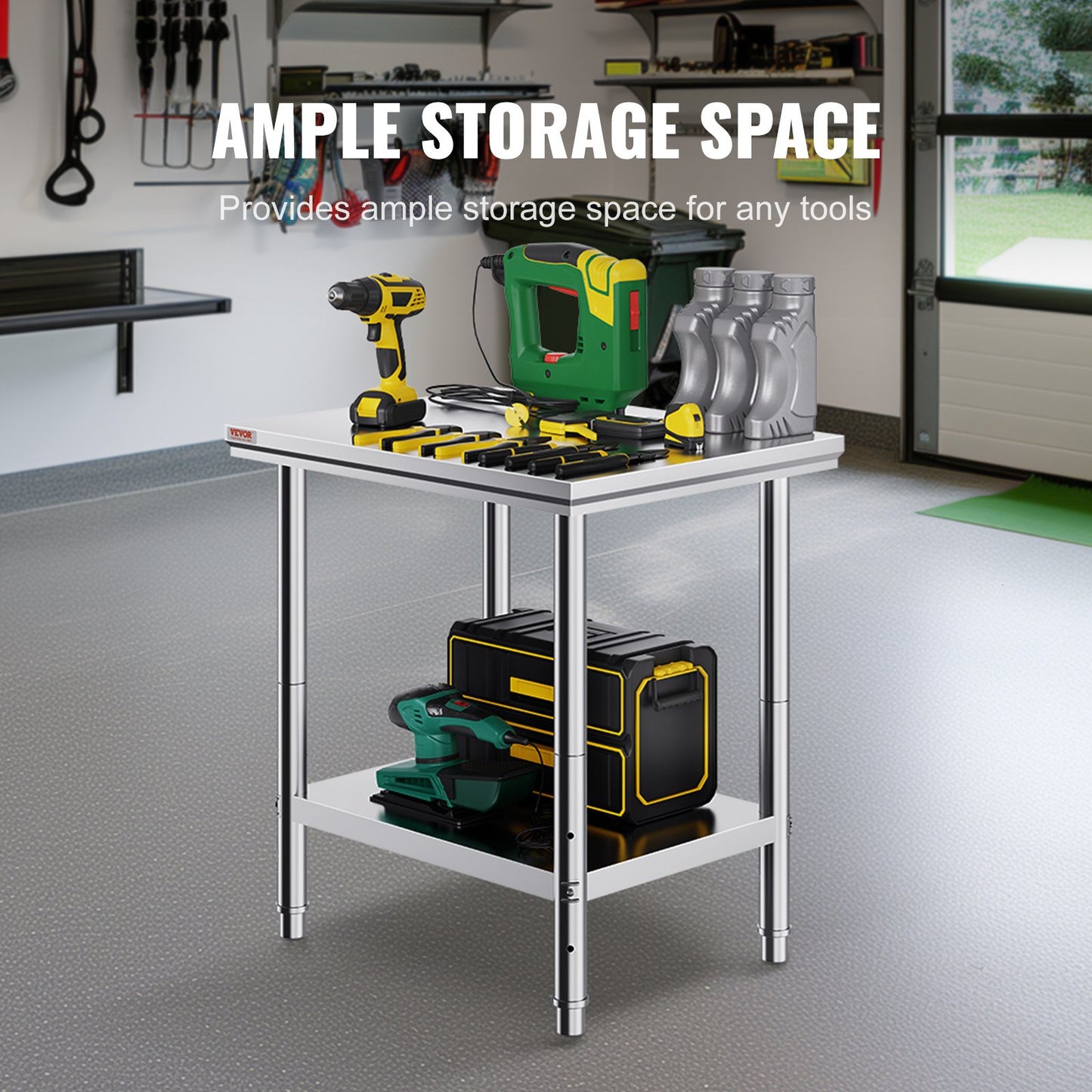 Arbetsbord 24 x 30 x 32 tum NSF-arbetsbord i rostfritt stål för kommersiellt kök Prep-arbetsbänk 60X76X80 cm med nedre hyllan Arbetsbord Silverfärgat för kommersiellt kök Restaurang