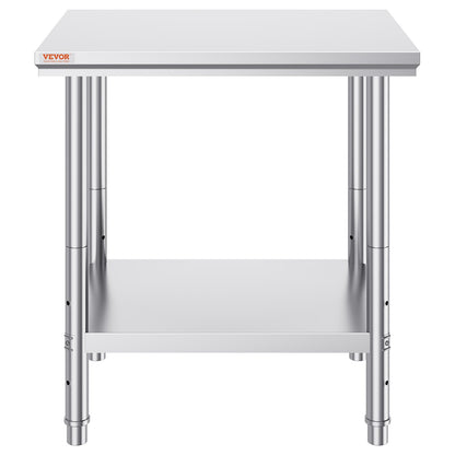 Arbetsbord 24 x 30 x 32 tum NSF-arbetsbord i rostfritt stål för kommersiellt kök Prep-arbetsbänk 60X76X80 cm med nedre hyllan Arbetsbord Silverfärgat för kommersiellt kök Restaurang