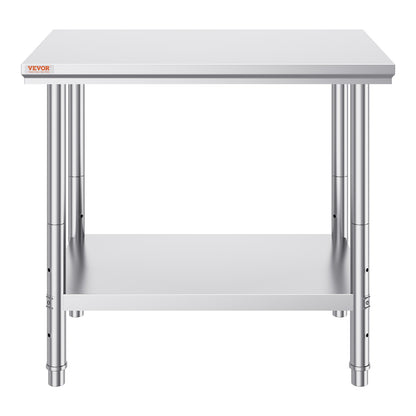 Arbetsbord 24 x 36 x 32 tum NSF-arbetsbord i rostfritt stål för kommersiellt kök Prep-arbetsbänk 60X90X80 cm med nedre hyllan Arbetsbord Silverfärgat för kommersiellt kök Restaurang