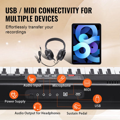61 tangenter digital keyboard Piano elektrisk bärbar med justerbart stativ