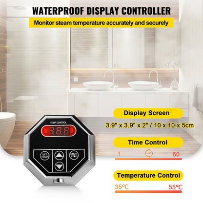 6KW Bastubadångare med LED Digital Display Ångbadsgenerator 6KW Ångrumsgenerator för Home SPA Ånggenerator med tidskontroll