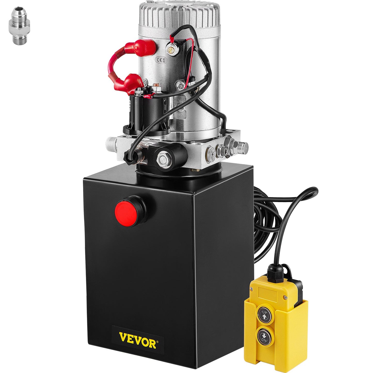 6L Hydraulic Pump Single Acting Hydraulic Unit Dc12V, Single Acting Hydraulic Power Pack Tank Hand Pump 6 Quart 3200 PSI Max 6 Port Connector