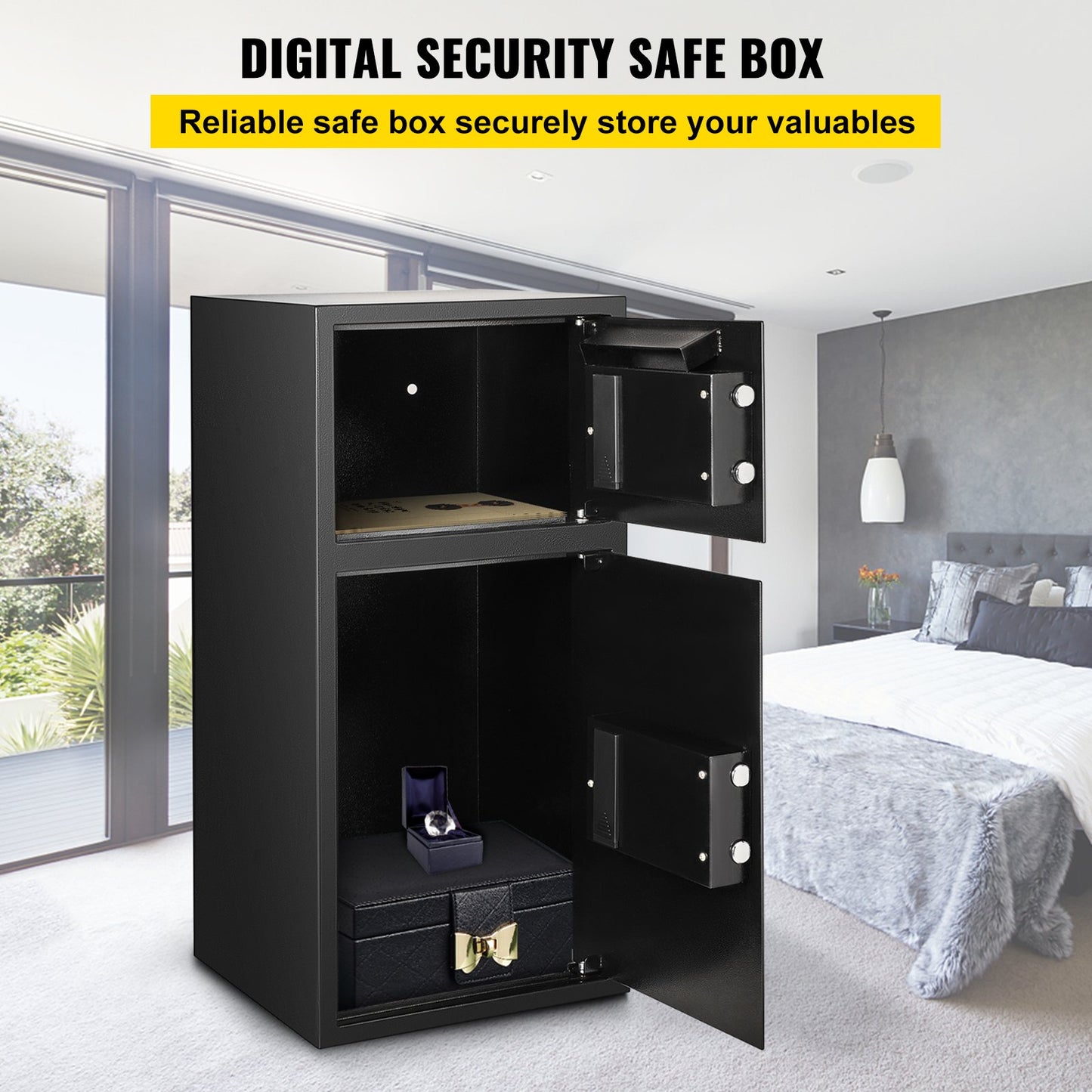 33" Digital Double Door Safe Gun Cabinet Cash Office Security Lock Strong Iron Larger Digital Safe