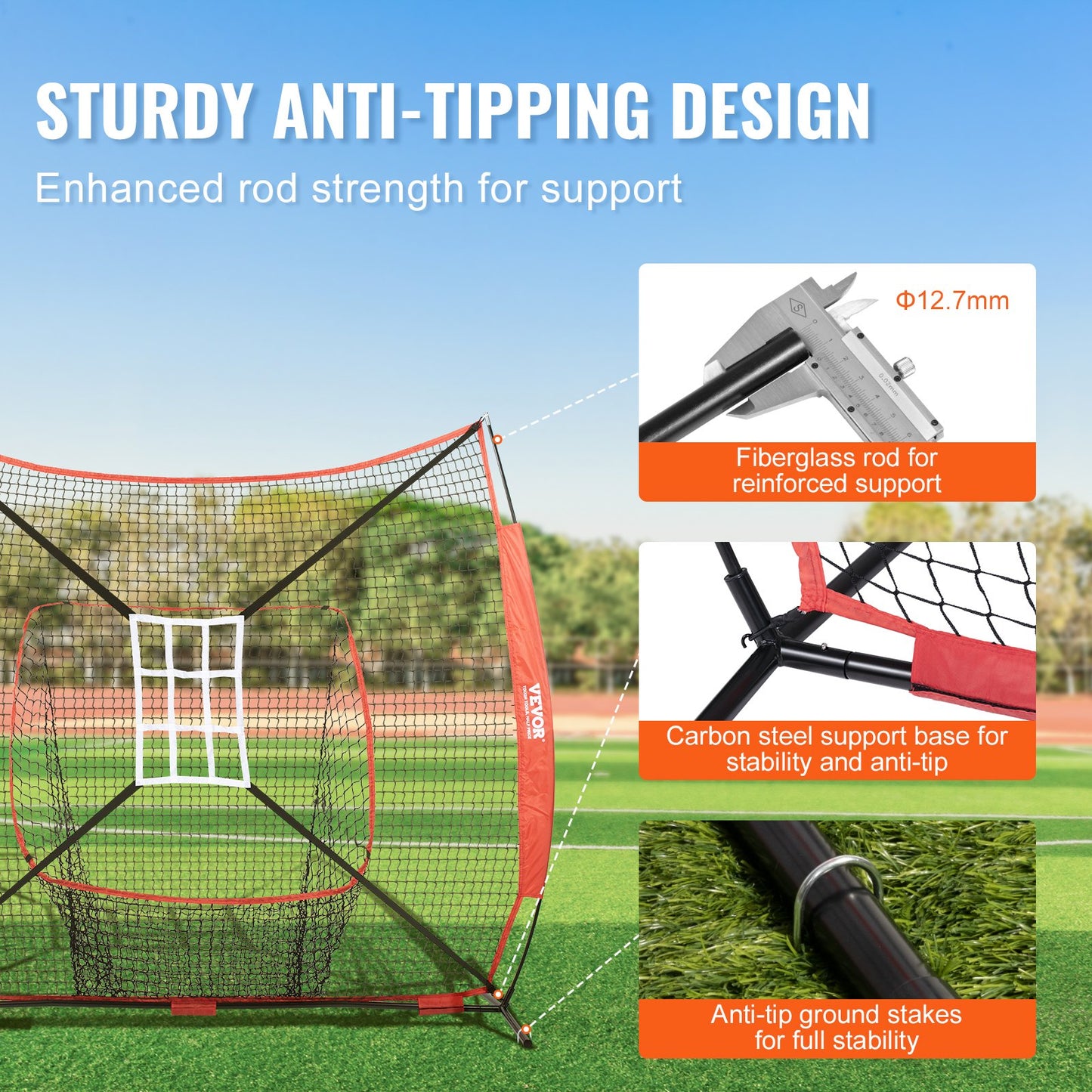 7x7 ft baseball softball träningsnät, bärbart baseball träningsnät för att slå Catching pitching, backstop baseball utrustning med båge ram, bärväska, strike Zone, boll, tee, bollsamlare