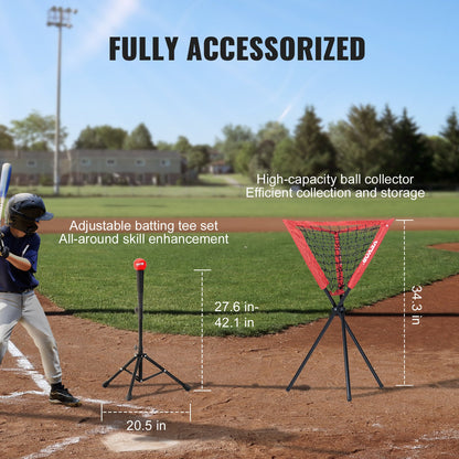 7x7 ft baseball softball träningsnät, bärbart baseball träningsnät för att slå Catching pitching, backstop baseball utrustning med båge ram, bärväska, strike Zone, boll, tee, bollsamlare