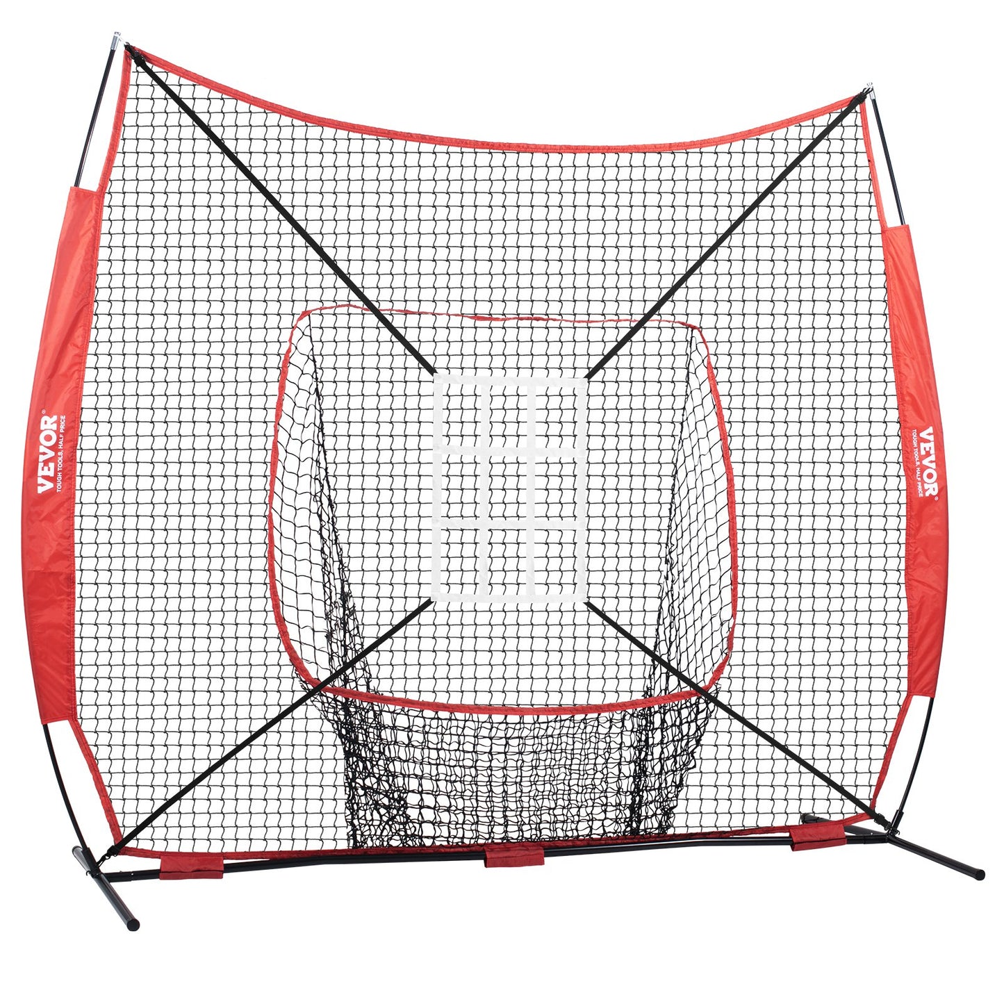 7x7 ft baseball softball träningsnät, bärbart baseball träningsnät för att slå Catching pitching, backstop baseball utrustning med båge ram, bärväska, strike Zone, boll, tee, bollsamlare