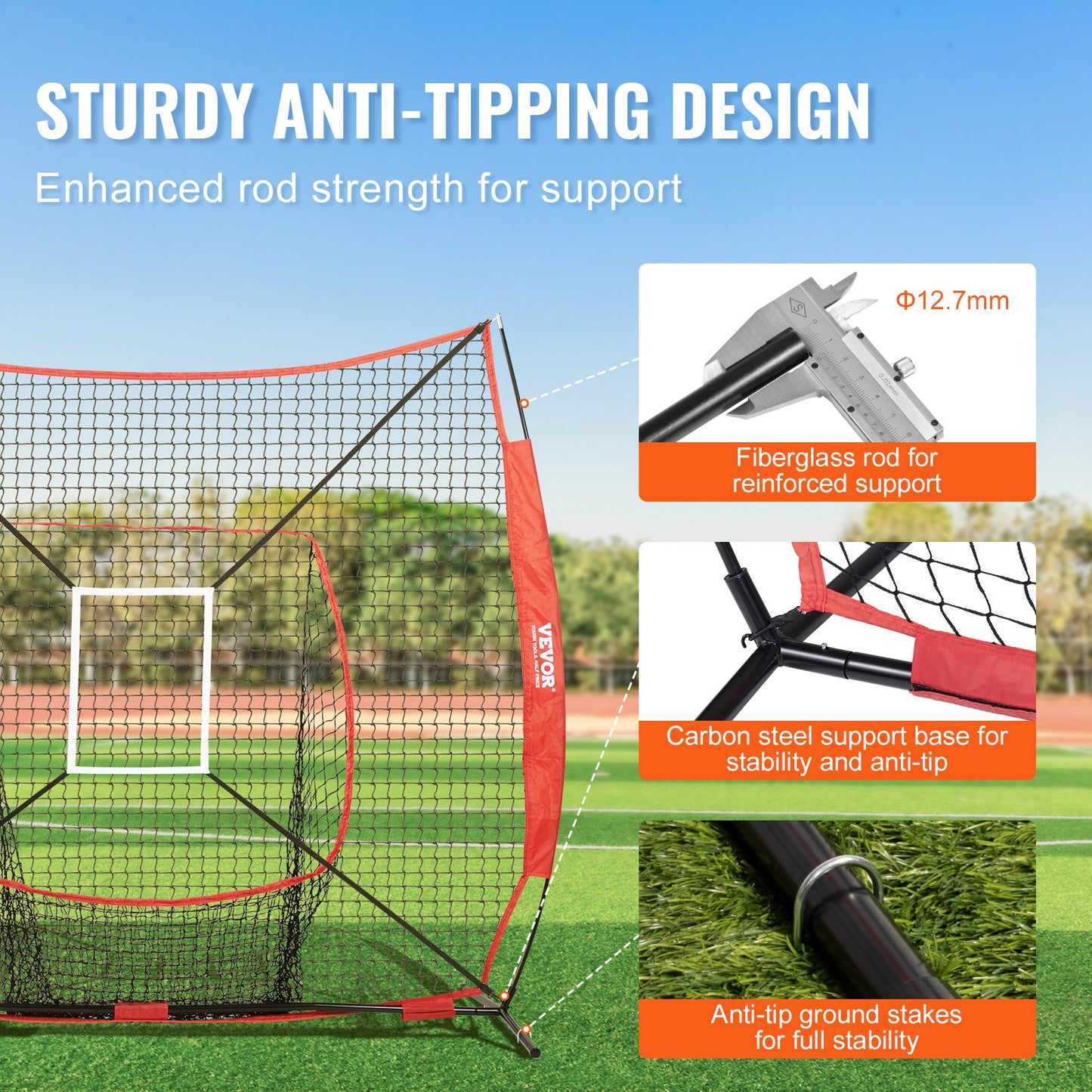 7x7 ft baseball softball träningsnät, bärbart baseball träningsnät för att slå Batting Catching Pitching, Backstop baseball utrustning med båge ram, bärväska, Strike Zone, Ball, Batting Tee