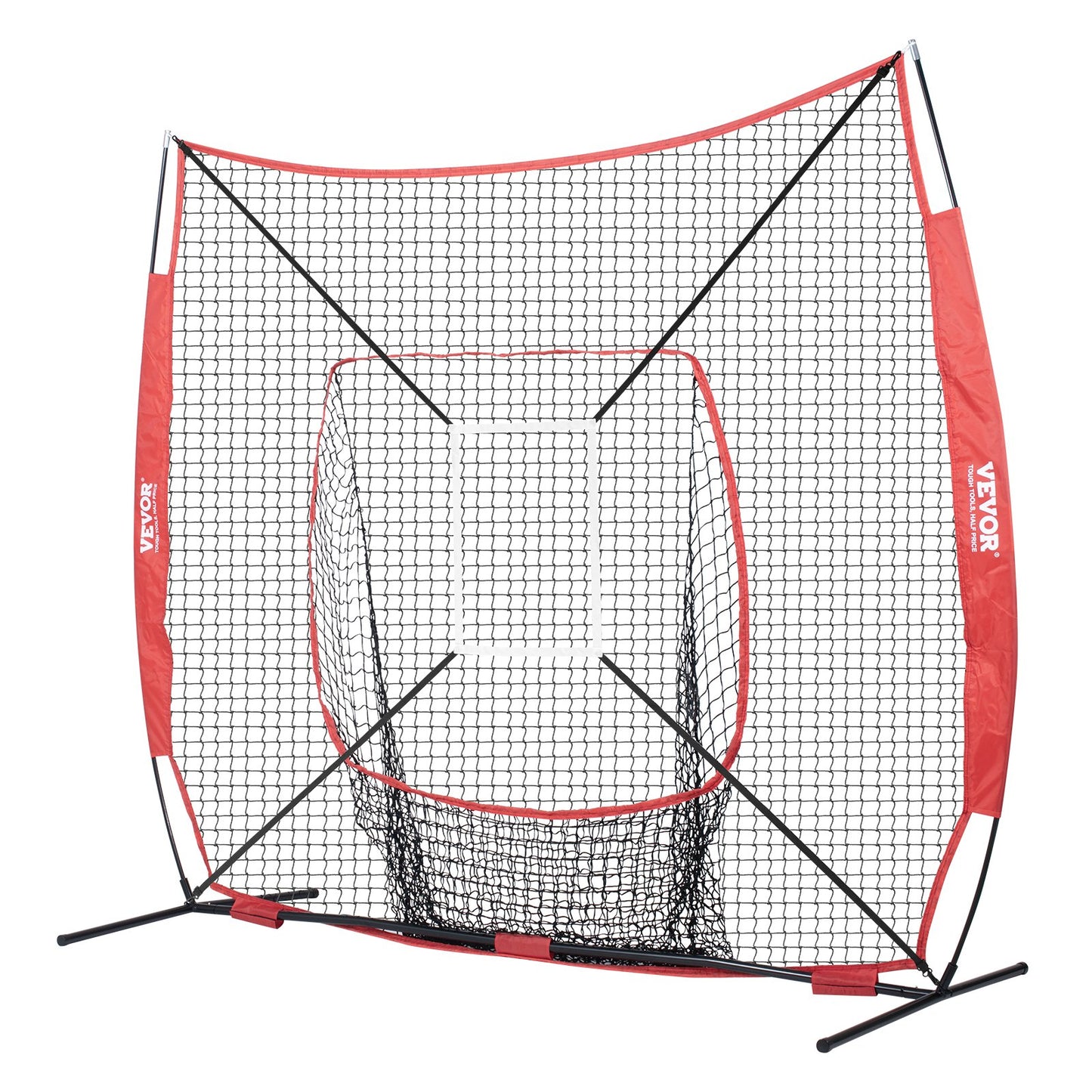 7x7 ft baseball softball träningsnät, bärbart baseball träningsnät för att slå Batting Catching Pitching, Backstop baseball utrustning med båge ram, bärväska, Strike Zone, Ball, Batting Tee