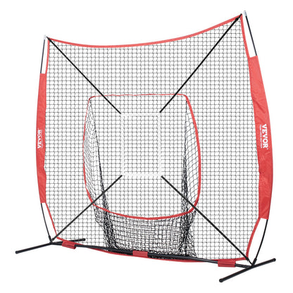 7x7 ft baseball softball träningsnät, bärbart baseball träningsnät för att slå Batting Catching Pitching, Backstop baseball utrustning med båge ram, bärväska, Strike Zone, Ball, Batting Tee