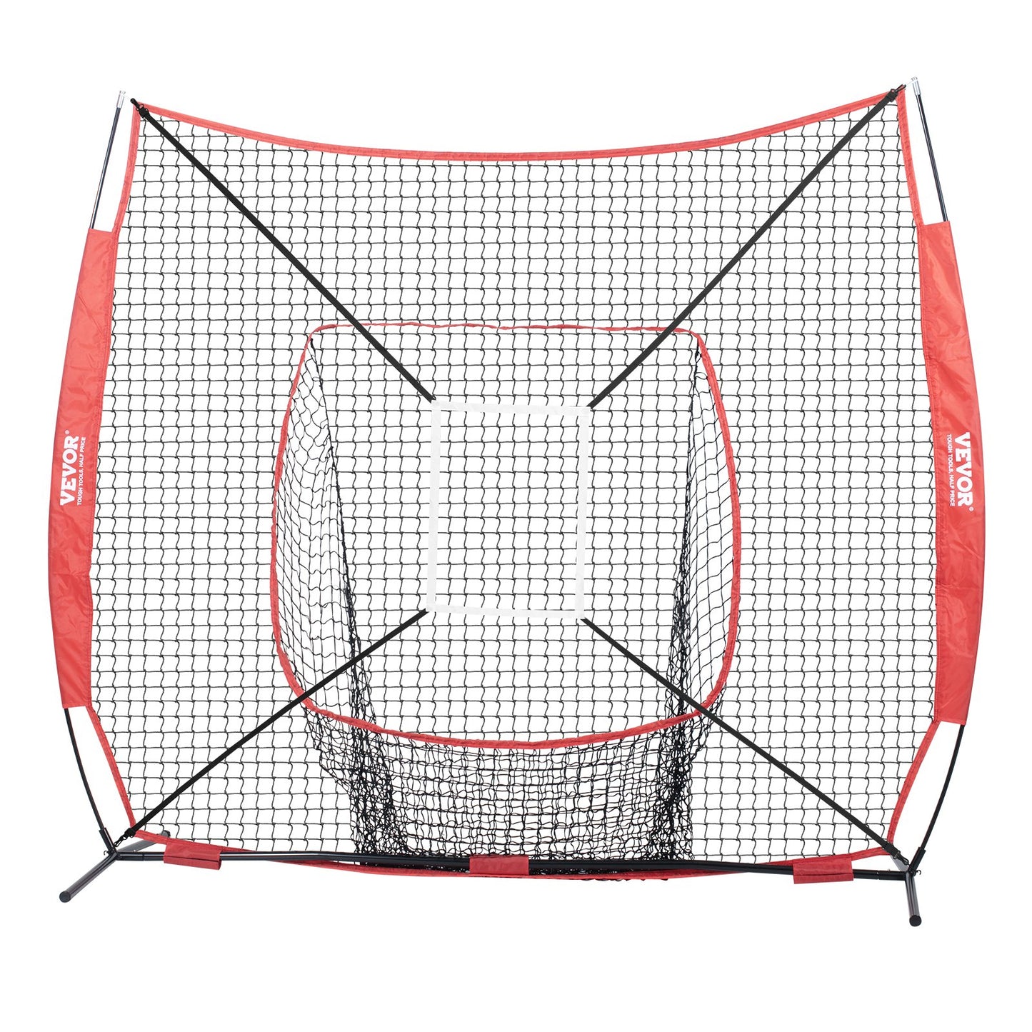7x7 ft baseball softball träningsnät, bärbart baseball träningsnät för att slå Batting Catching Pitching, Backstop baseball utrustning med båge ram, bärväska, Strike Zone, Ball, Batting Tee