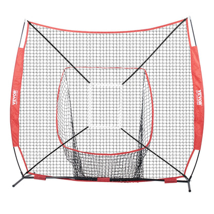 7x7 ft baseball softball träningsnät, bärbart baseball träningsnät för att slå Batting Catching Pitching, Backstop baseball utrustning med båge ram, bärväska, Strike Zone, Ball, Batting Tee