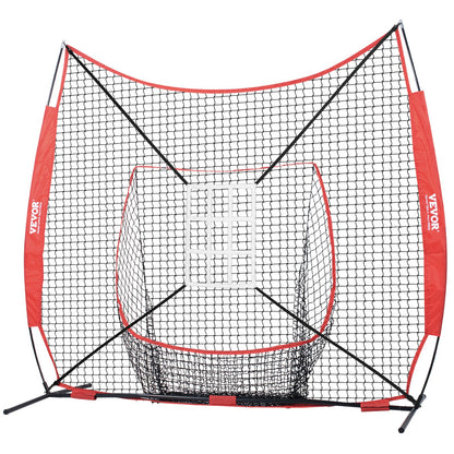 7x7 ft baseball softball träningsnät, portabelt baseball träningsnät för att slå Catching pitching, backspärrutrustning med pilbåge, bärväska, slagzon, 12 bollar, tee och bollsamlare