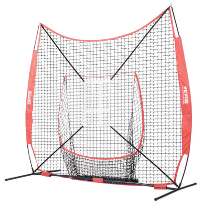 7x7 ft baseball softball träningsnät, portabelt baseball träningsnät för att slå Catching pitching, backspärrutrustning med pilbåge, bärväska, slagzon, 12 bollar, tee och bollsamlare