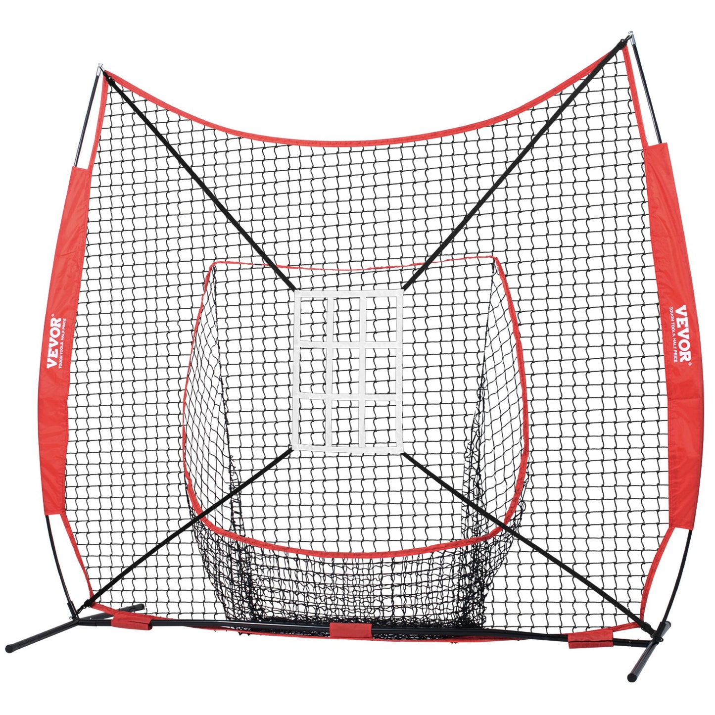 7x7 ft baseball softball träningsnät, portabelt baseball träningsnät för att slå Catching pitching, backspärrutrustning med pilbåge, bärväska, slagzon, 12 bollar, tee och bollsamlare