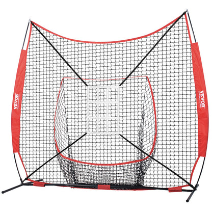 7x7 ft baseball softball träningsnät, portabelt baseball träningsnät för att slå Catching pitching, backspärrutrustning med pilbåge, bärväska, slagzon, 12 bollar, tee och bollsamlare