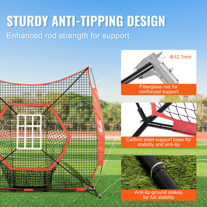 7x7 ft Baseball Softball Träningsnät, Portabelt Baseball Träningsnät för Slagbatting Catching Pitching, Backstop Baseball Utrustning Träningshjälpmedel med pilbåge, bärväska och Strike Zone