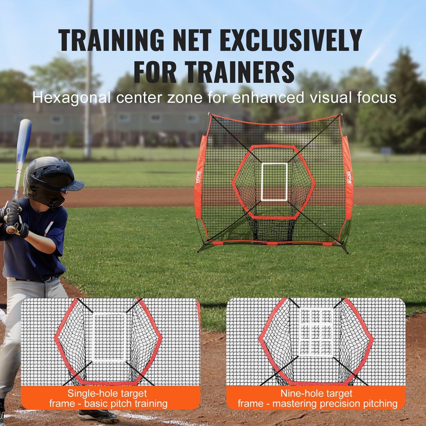 7x7 ft Baseball Softball Träningsnät, Portabelt Baseball Träningsnät för Slagbatting Catching Pitching, Backstop Baseball Utrustning Träningshjälpmedel med pilbåge, bärväska och Strike Zone