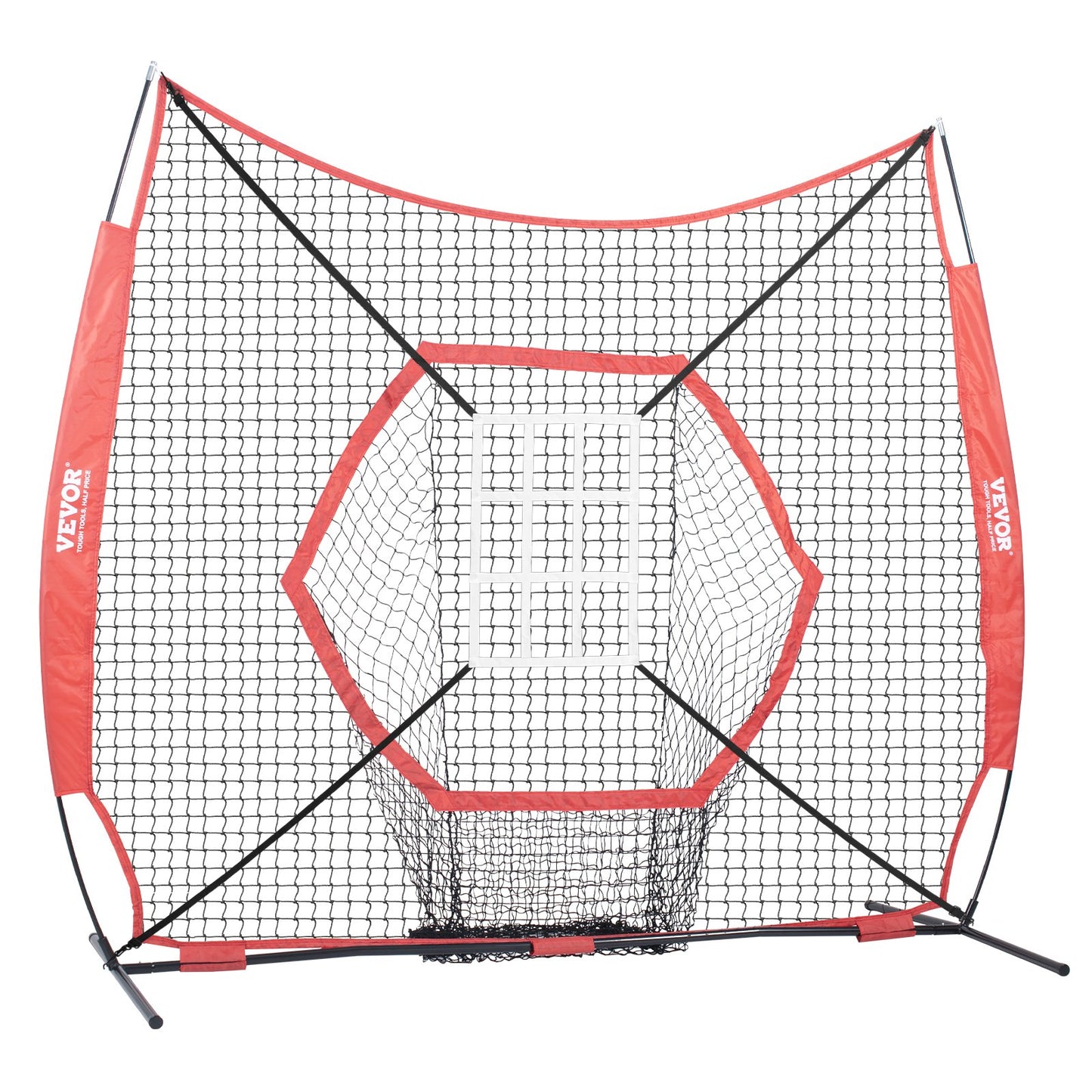 7x7 ft Baseball Softball Träningsnät, Portabelt Baseball Träningsnät för Slagbatting Catching Pitching, Backstop Baseball Utrustning Träningshjälpmedel med pilbåge, bärväska och Strike Zone