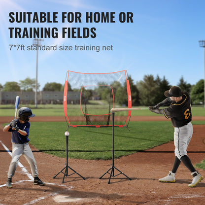 7x7 ft Baseball Softball Training Net, Portable Baseball Training Net for Hitting Batting Catching Pitching, Backstop Baseball Equipment Training Aid with Carrying Bag and Strike Zone