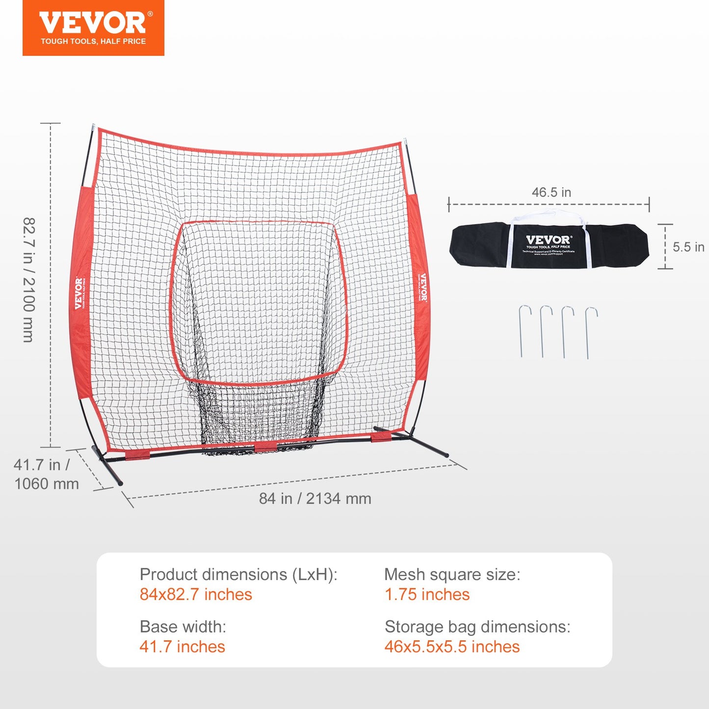 7x7 ft Baseball Softball Training Net, Portable Baseball Training Net for Hitting Batting Catching Pitching, Backstop Baseball Equipment Training Aid with Carrying Bag and Strike Zone