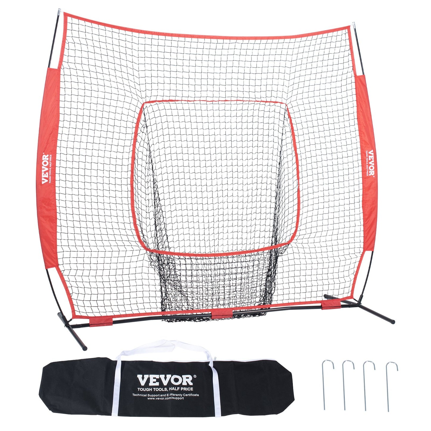7x7 ft Baseball Softball Training Net, Portable Baseball Training Net for Hitting Batting Catching Pitching, Backstop Baseball Equipment Training Aid with Carrying Bag and Strike Zone