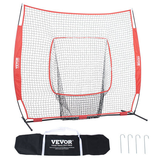 7x7 ft Baseball Softball Training Net, Portable Baseball Training Net for Hitting Batting Catching Pitching, Backstop Baseball Equipment Training Aid with Carrying Bag and Strike Zone