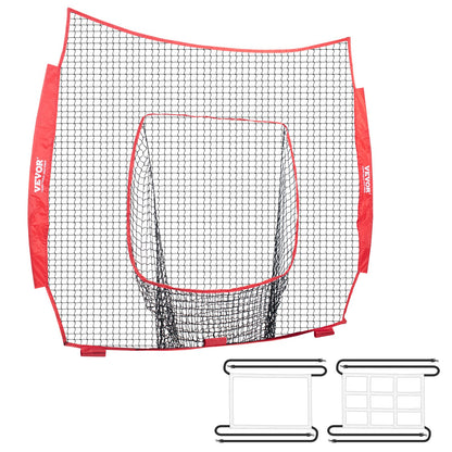 7x7 ft Baseball Softball Träningsnät, Portabelt Baseball Träningsnät för Slagbatting Catching Pitching, Backstop Baseball Utrustning Träningshjälpmedel med Strike Zone (Endast nät, utan stödram)