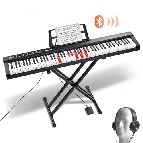 88 Keys Digital Piano Keyboard Semi-Weighted Electric Portable with Stand | EU