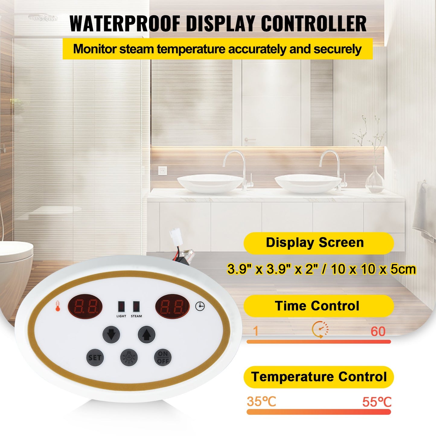 9KW Steam Generator Steam Generator for SPA Room Digital Display Steam Generator 35℃-55℃ Sauna Steam Generator for Home Commercial Steam Generator Kit Steam Bath Generator