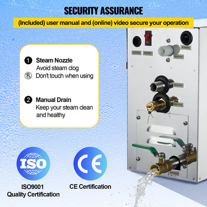 9KW Steam Generator Steam Generator for SPA Room Digital Display Steam Generator 35℃-55℃ Sauna Steam Generator for Home Commercial Steam Generator Kit Steam Bath Generator