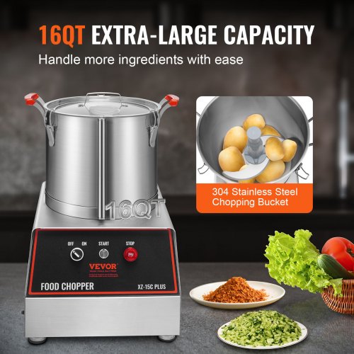 Matberedare Grönsakshackare 1400W 16 Quarts mixer i rostfritt stål |  EU