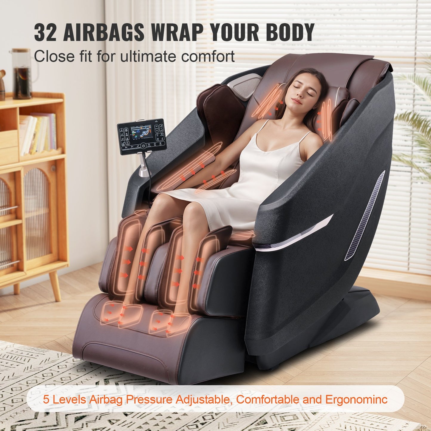 Helkroppsmassagestol, Shiatsu Massager, Liggstol, SL Rail