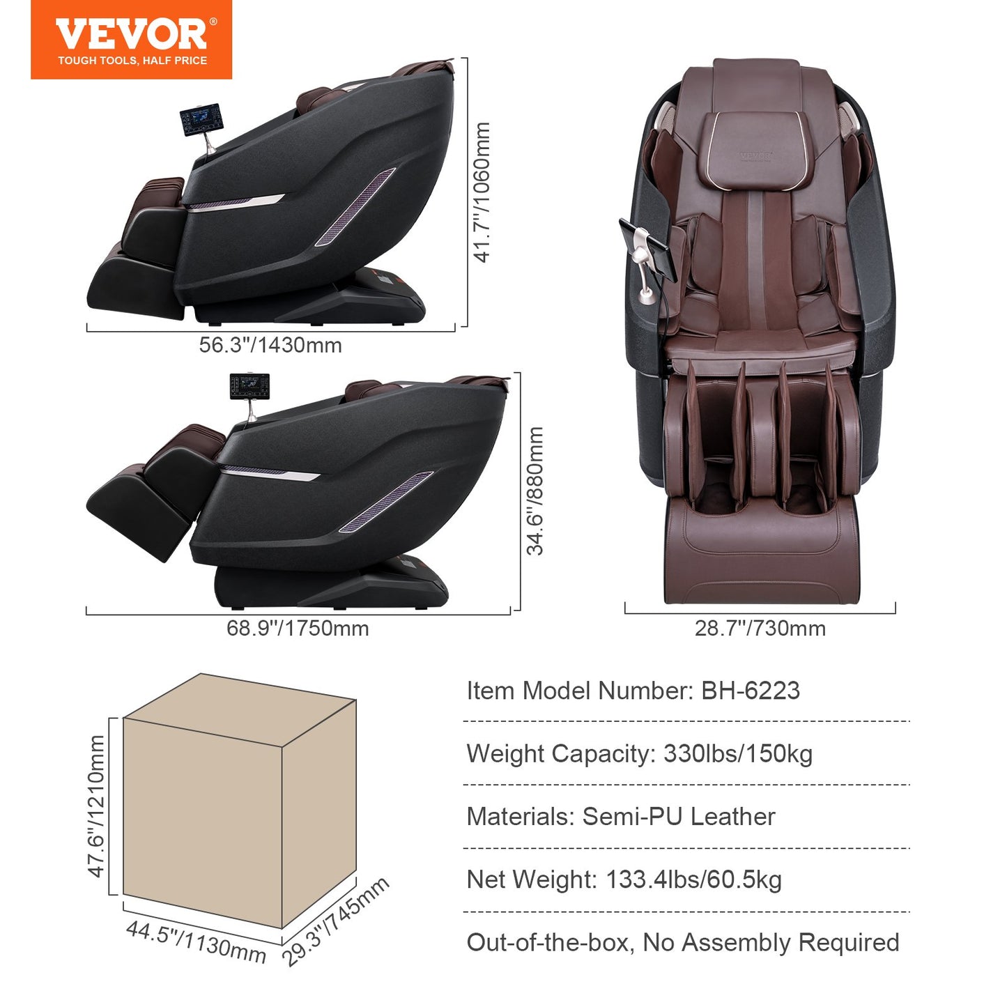 Helkroppsmassagestol, Shiatsu Massager, Liggstol, SL Rail