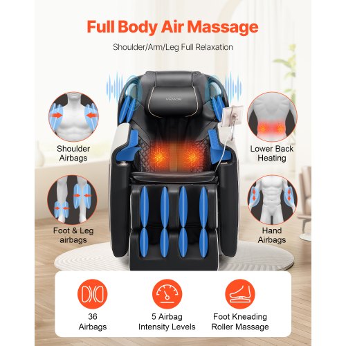 Massagefåtölj Helkropps-Zero Gravity med SL-Track och 36 krockkuddar |  EU