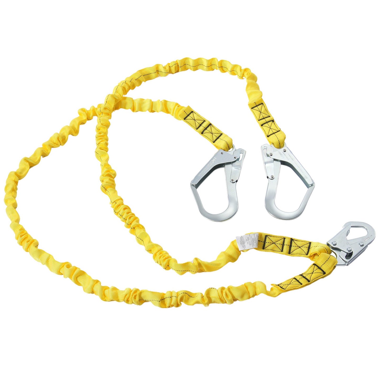38 mm safety rope 6 feet (1.83 m) fall arrest lanyard 2 hooks yellow